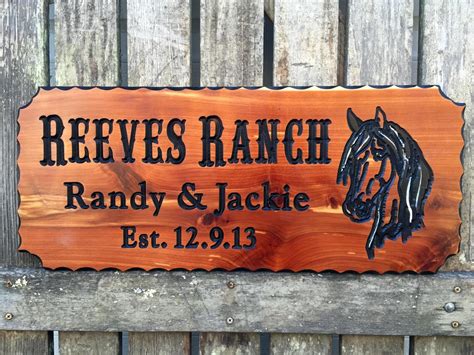 Personalized Rustic Wood Sign | Outdoor Wooden Farm Sign with Horse Head