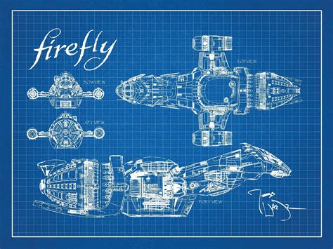 Inked and Screened Firefly Serenity Blueprint Graphic Art Poster in ...