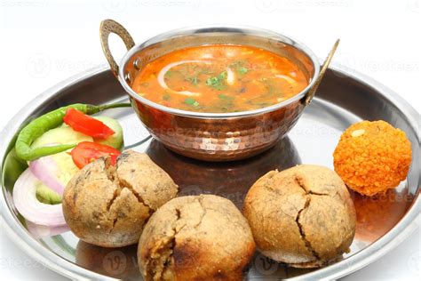 Indian Rajasthani Food Dal Bati Laddu Salad 1181951 Stock Photo at Vecteezy