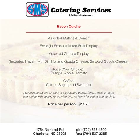 Brunch Catering Menu | SMS Catering Charlotte