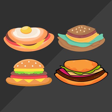 Set of hamburger and fries 17672607 Vector Art at Vecteezy