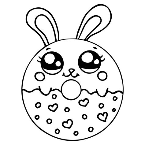 Kids Coloring Pages, Cute Bunny Donut Character Vector illustration EPS ...