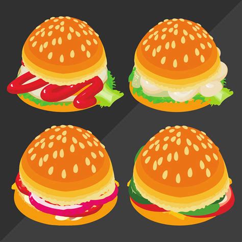 Set of hamburger and fries 17671941 Vector Art at Vecteezy