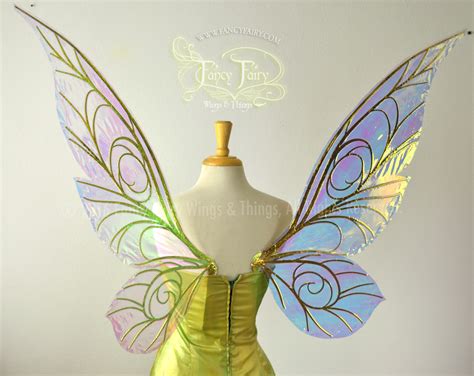 Extra Large Trinket Iridescent Fairy Wings in Clear with Gold veins ...