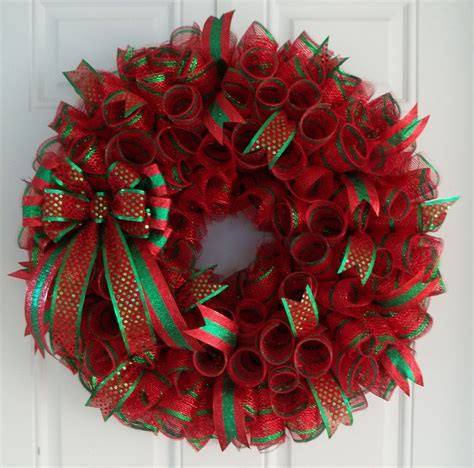 Christmas Mesh Wreath Christmas Wreath by CarolinaBowCompany, $65.00 ...