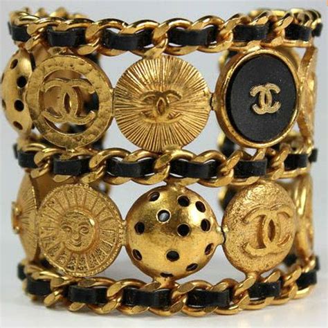 Signed Chanel Vintage Gold Double Cuff Large by HauteDecades | Chanel ...