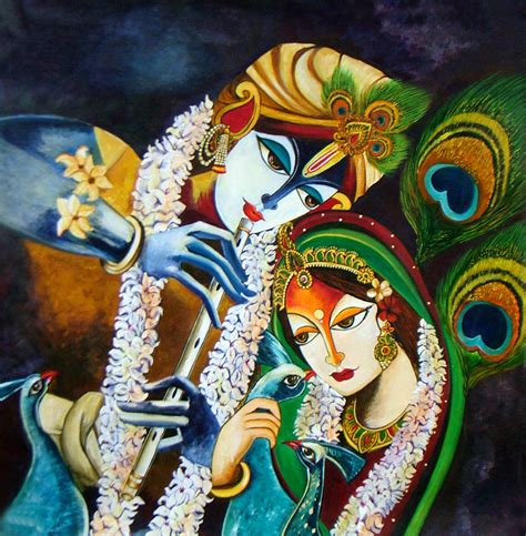 Immortal Love Of Radha Krishna Acrylic Painting By Neeraj Parswal ...