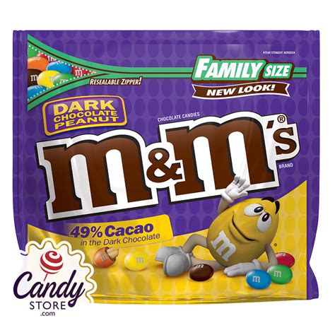 M&M's Dark Choc Peanut Candy, 8ct Family Size Pouches - CandyStore.com