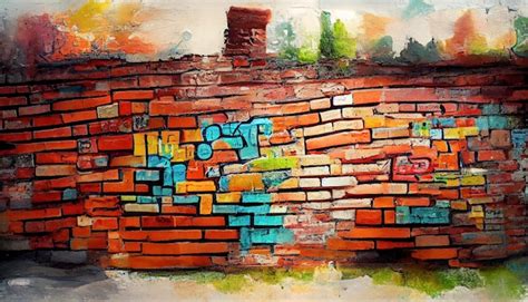 Premium AI Image | Old brick wall with graffiti