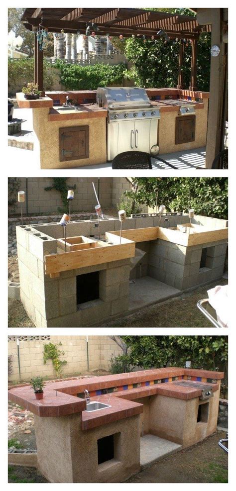 DIY Concrete Cinder Blocks Outdoor Barbecue Kitchen | Outdoor kitchen ...