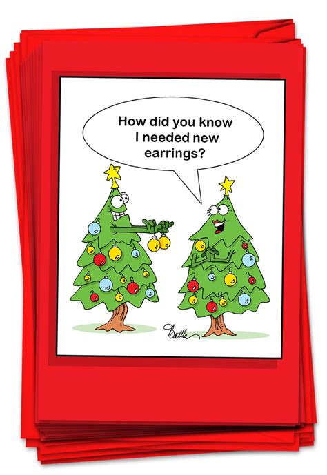 12 Christmas Greeting Cards Boxed - Funny Xmas Tree Humor, Bulk Holiday ...