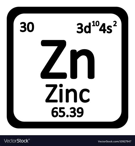 Periodic table element zinc icon Royalty Free Vector Image