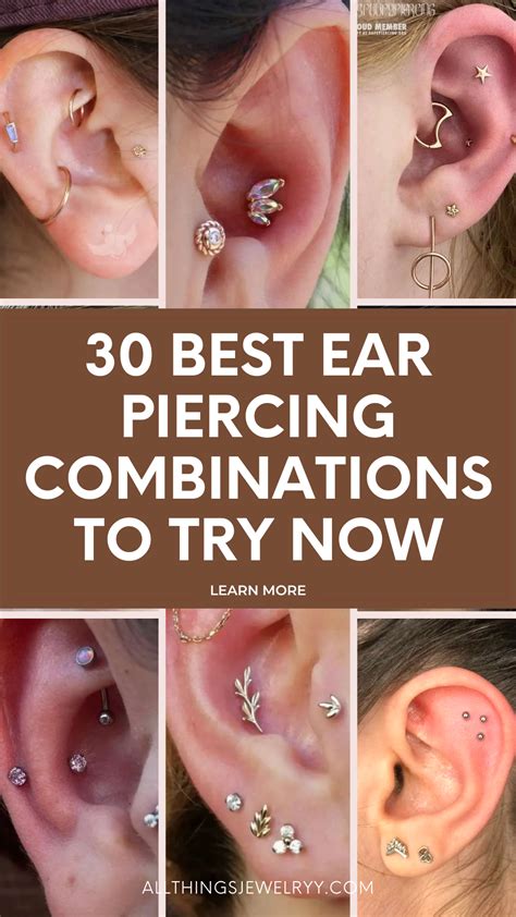 30 Best Ear Piercing Combinations to Try Now | Ear piercings, Ear ...