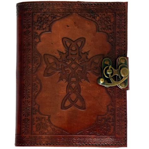 Celtic Cross Leather Journal Embossed with Lock 5x7 - The Zen Shop