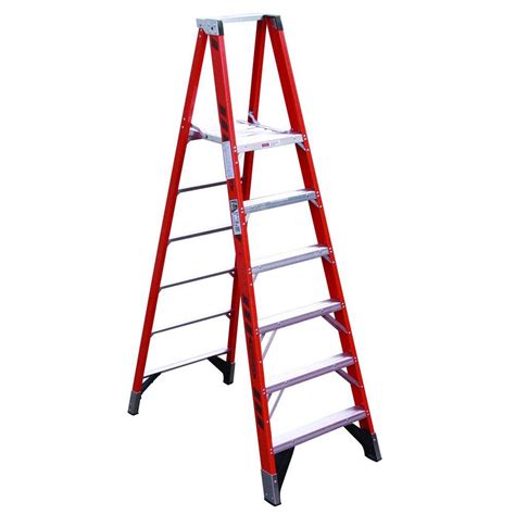 Werner 6 ft. Fiberglass Platform Step Ladder with 375 lb. Load Capacity ...