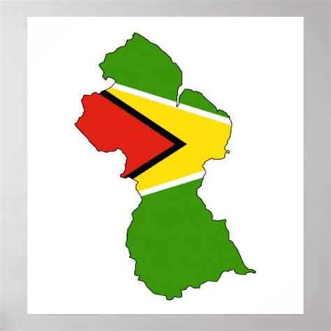 Guyana Flag Map full size Posters | Zazzle