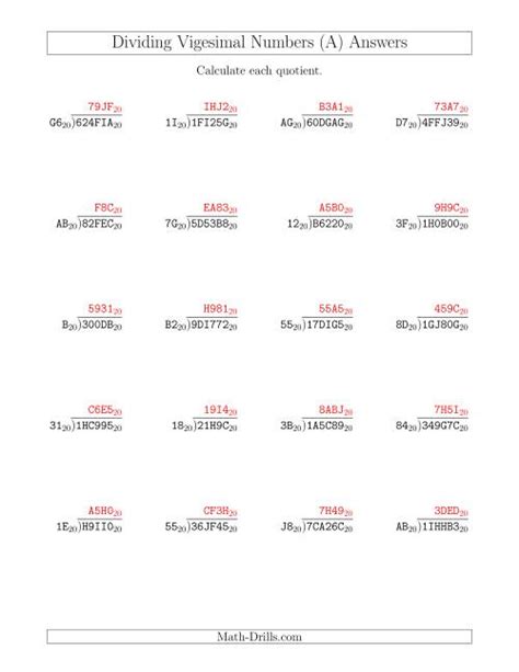 Dividing Vigesimal Numbers (Base 20) (A)