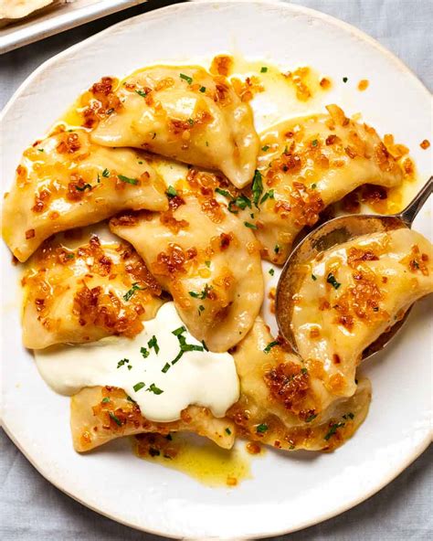 Plate of Pierogi Ruskie (Polish Dumplings)