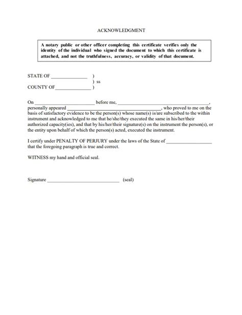 Free Notary Statement (Acknowledgement) Form | FormsPal