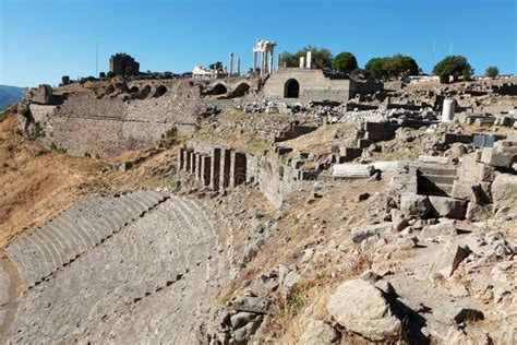 View Of Acropolis In Pergamon, Turkey. Stock Photo - Image of smyrna ...