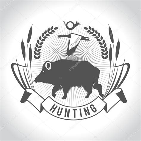 Hunting. Hunting logo. Wild boar and wild duck. The elements of Stock ...