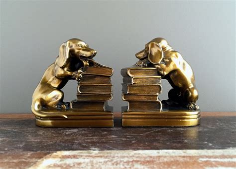 Brass Dog Bookends Dachshund Puppy Bookends Mid Century | Etsy