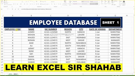 Employee Database Excel Template Free Of Basic Sheet Excel 15 Employee ...