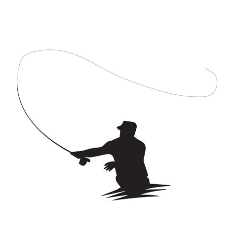 Fly fisherman fishing.clip art black fishing on white background ...