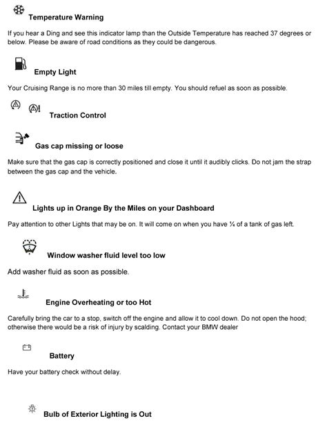 Bmw 3 series dashboard warning lights symbols