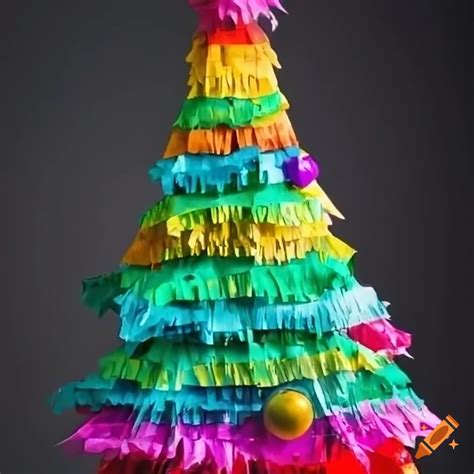 Row of mexican christmas tree piñatas