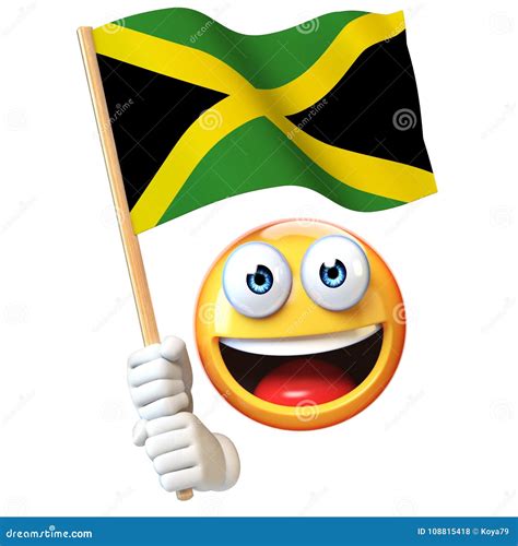 Emoji Holding Jamaican Flag, Emoticon Waving National Flag of Jamaica ...