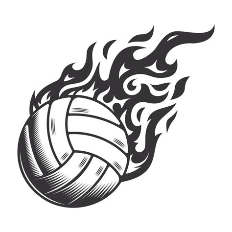 Hot volleyball fire logo silhouette. volleyball club graphic design ...