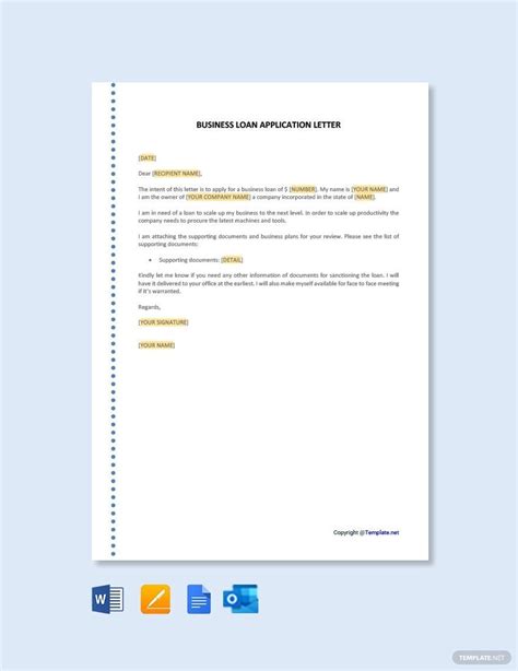 Business Loan Application Letter Template in Google Docs, Word, Pages ...