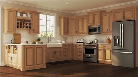 Hampton Wall Kitchen Cabinets in Medium Oak - Kitchen - The Home Depot