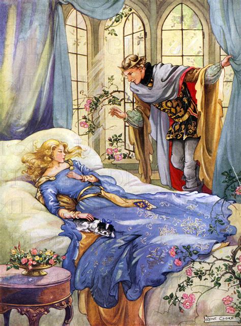 SLEEPING Beauty Vintage Fairy Tale Illustration. Digital Fairy Tale ...