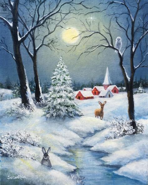 Christmas Winter Snow Scene, Christmas Print, Christmas Art, Peaceful ...