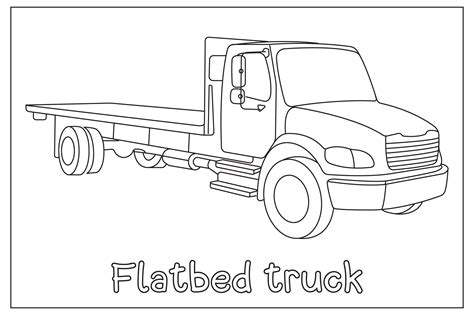 Flatbed Truck Car For Coloring Page Graphic By Imran Sarker Creative ...