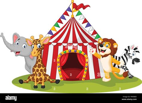 Cartoon animal circus with circus tent Stock Vector Image & Art - Alamy