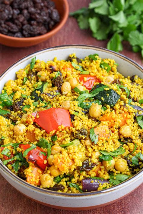 Moroccan Couscous with Chickpeas and Roasted Veg - The Pesky Vegan