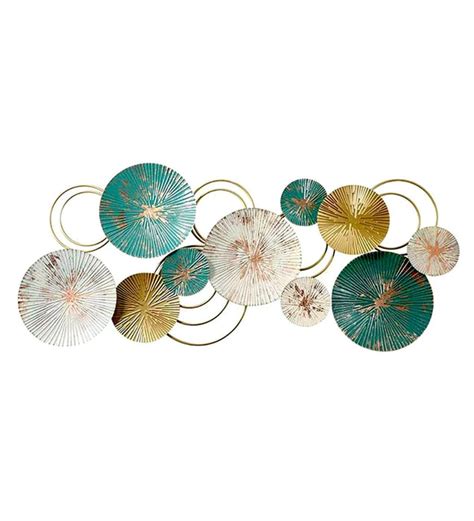 Teal Metal Wall Art with Colorful Metal Plates - West Attic