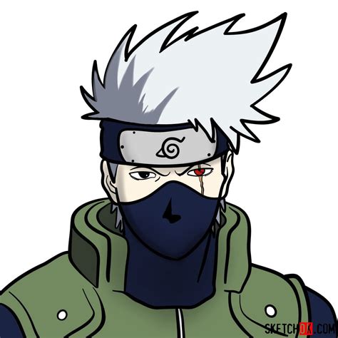 How to draw the face of Kakashi Hatake (Naruto) - Sketchok easy drawing ...