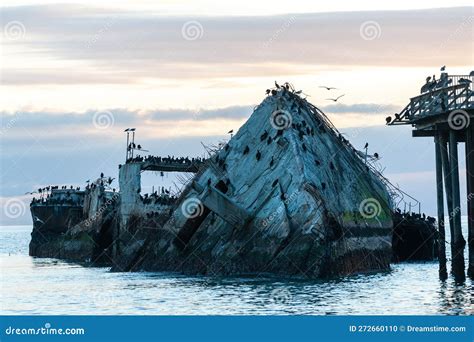 Shipwreck Near the Californian Coast Stock Photo - Image of harbor ...