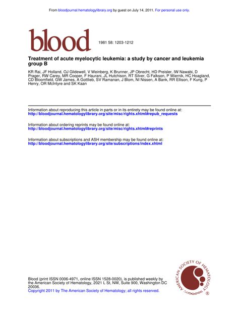 (PDF) Treatment of Acute Myelocytic Leukemia: A Study by Cancer and ...