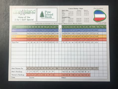 Scorecard - Pine Island Golf Course