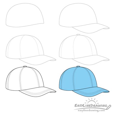 How to Draw a Baseball Cap Step by Step - EasyLineDrawing