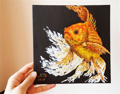 Goldfish Painting Fish Original Art Goldfish Artwork Fish Art | Etsy