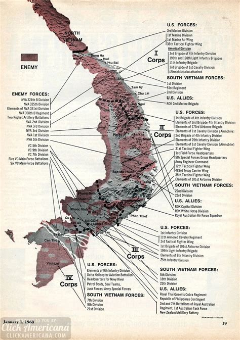 Vietnam War map: Corps to corps (1968) - Click Americana