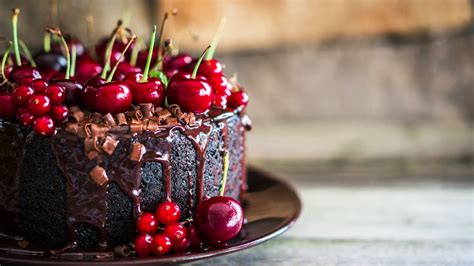 Download wallpaper 1920x1080 cherries, chocolate, cake, food, full hd ...