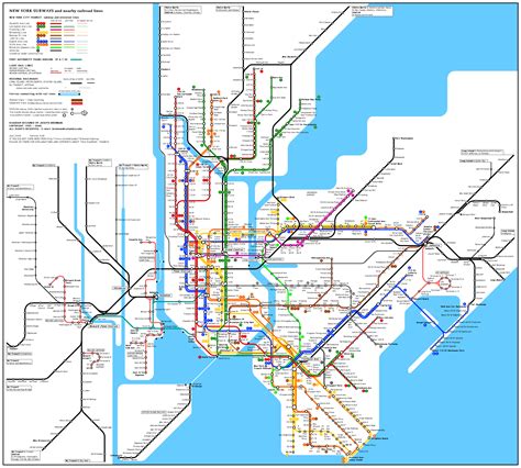 Large detailed subway map of New York City, the USA. New York City ...