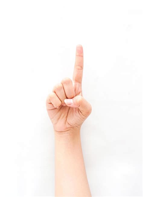 a hand gesture showing an index finger pointing up, meaning one or ...